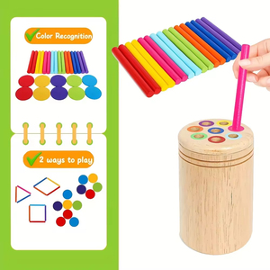 Juguetes Montessori para bebés, taza de clasificación de colores 3 en 1, juguetes para niños pequeños, <span class=keywords><strong>actividades</strong></span>, habilidades motoras finas, juguete sensorial de <span class=keywords><strong>madera</strong></span> para niños - Product Image 2