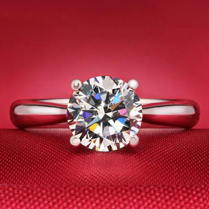 Joyería de Compromiso <span class=keywords><strong>Plata</strong></span> de Ley 925 Montura Clásica Circonita Cúbica de Corte Redondo Anillo de Boda para Mujer - Product Image 2