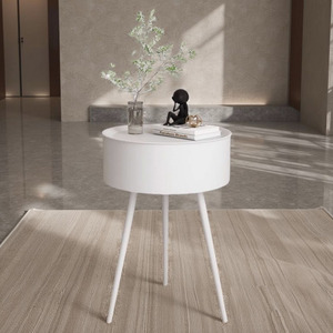 Round Coffee <b>Table</b> Plastic Top White 3 Legs <b>Side</b> <b>Table</b> For Living Room <b>Sofa</b> Area - Product Image 1