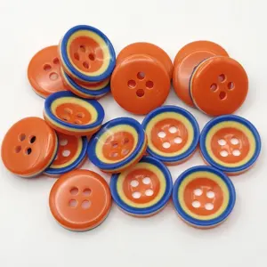 Custom decorative children clothing supplier DIY colors round four holes resin shirt button