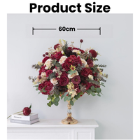 Boule de fleurs artificielle rouge foncé et rose très vendue, en tissu de soie, pour arrangements floraux de mariage et de fête