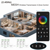 Contrôleur PWM Aipin WiFi Mesh Group Sync 4 Zones 48V 5 Canaux 6 Broches COB RGBCCT pour Bande LED 720W Garantie 2 Ans IP20 30M Application