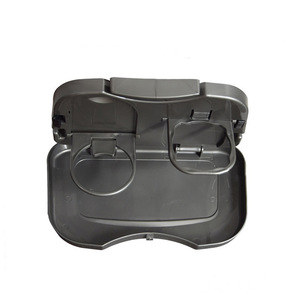 Car <b>Folding</b> Storage <b>Table</b> 26x16cm Multi-functional Cup Holder Portable Tray for Vehicle Use Gray Plastic - Product Image 1