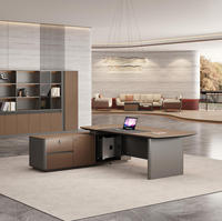 Scrivania Direzionale Moderna a L con Mobile Laterale, Tavolo da Ufficio in Melammina per Manager/CEO, Arredamento per Ufficio Commerciale