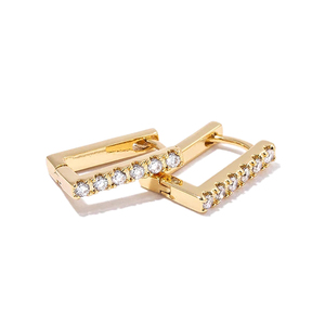 CANNER Simple S925 Boucles d'oreilles huggies carrées en argent sterling en forme de U avec diamants 18k - Product Image 3