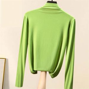 Camiseta de Manga Longa com Gola Alta para Mulheres, Modal, Cor Sólida, Suéteres Macios para Outono e Inverno - Product Image 4