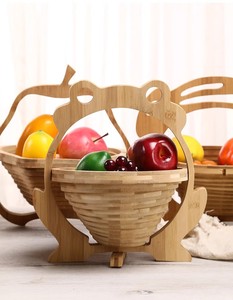 Cesta de Frutas Plegable de Bambú con Forma de Animal, Tazón de Almacenamiento Plegable, Organizador de Alimentos para la Encimera de la Cocina - Product Image 3