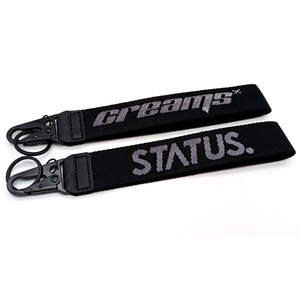 YYX fábrica correa negra <span class=keywords><strong>coche</strong></span> llavero gancho personalizado bordado logotipo cordón <span class=keywords><strong>tela</strong></span> llaveros - Product Image 2