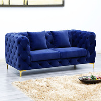 Juego de Sofás Chesterfield de Lujo para el Hogar, Tapizado en Terciopelo Gris, Conjunto de 3, 2 y 1 Plazas