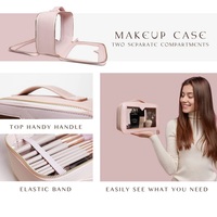 Trousse de rangement pour maquillage en cuir TPU imperméable à double couche avec fermeture à glissière Sac de cosmétiques de voyage en PVC Logo personnalisé Lettre à la mode