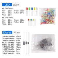 Kit d'assortiment de composants électroniques Mega de 1900 pièces : condensateurs, résistances, LED, transistors, diodes, 1n270 Germanium, prises DC