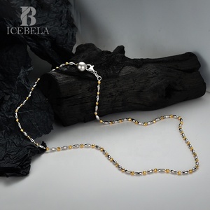 ICEBELA fabricante <span class=keywords><strong>Funky</strong></span> 38cm temperamento S925 plata esterlina 18K oro rodio a juego cuenta colgante collar mujeres - Product Image 2