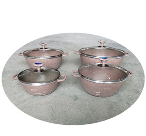 10 Cái Nhôm Die Cast Non Stick Cookware Set 20/24/28/32CM Soong + 28CM Nông Soong Red Marble Tranh Nấu Ăn Nồi - Product Image 4