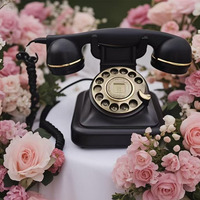 Téléphone filaire antique Vintage Retro Audio HD Voice Capture pour mariage, anniversaire, noël, événements et livre d'or Clavier rotatif