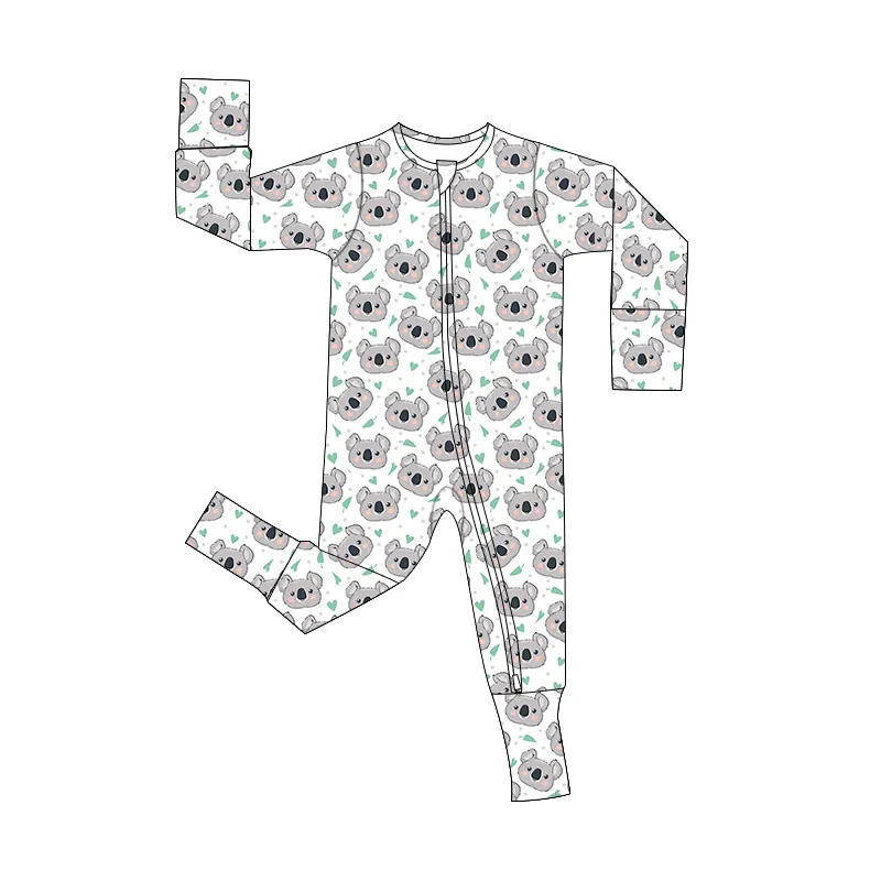 Leesourcing Infants Body Suit Zipper Jumpsuits Bamboo Spandex Cotton Long Sleeve Lovely Printing Baby Rompers