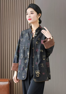 Morden Hanfu abito tradizionale cinese Tang Top orientale con elementi "Oracle Bones" ispirati alla cultura cinese - Product Image 5