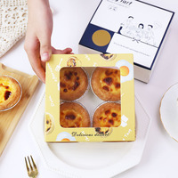 Boîte à tartelettes imprimée sur mesure avec fenêtre, emballage alimentaire en papier, boîte à pâtisserie jetable pour boulangerie