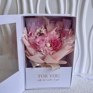 Vente en gros de roses éternelles séchées, bouquet de fleurs naturelles réelles, cadeau fait à la main - Product Image 2