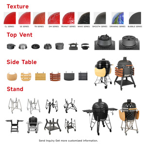 Barbecue au charbon de bois en céramique traditionnel <span class=keywords><strong>SEB</strong></span> <span class=keywords><strong>KAMADO</strong></span>/ Classic 21 pouces, grande taille, couleur verte, avec thermomètre, pour extérieur et patio. - Product Image 4