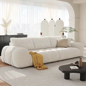 <b>Cream</b> Snow Neil Velvet Puff Cloud Island <b>Sofa</b> <b>Sofa</b> Bed Sponge Filled Apartment Use Modern Two Seat Fabric <b>Sofa</b> - Product Image 1
