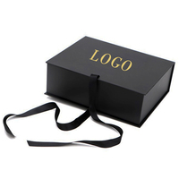 Boîtes cadeaux de luxe noires avec fermeture magnétique en carton recyclé, ruban et accessoires - Personnalisables pour cadeaux et artisanat