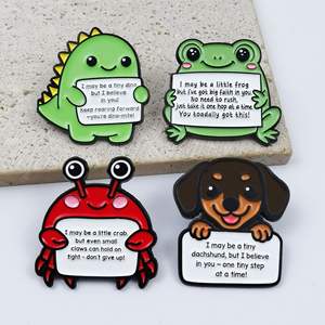 Broche en métal créative avec citation amusante et encourageante en anglais, motif animal mignon, accessoire vestimentaire - Product Image 2