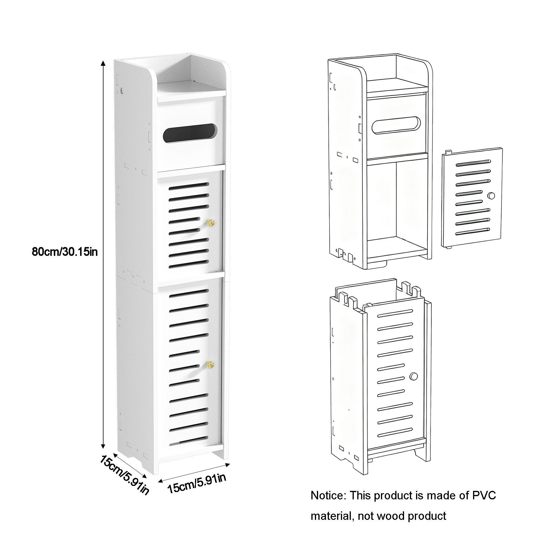 Toilet cabinet (double doors) 80*15*15CM