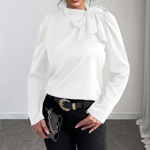 Chemise en satin pour femme, nouvelle collection automne/hiver, avec col et nœud latéral, haut à manches longues, tendance - Product Image 6