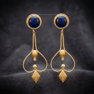 Boucles d'oreilles pendantes en laiton plaqué or avec pierres précieuses, en acier inoxydable, faites à la main, style bohème ethnique, tendance, pour mariage, Jaipur Gems - Product Image 2