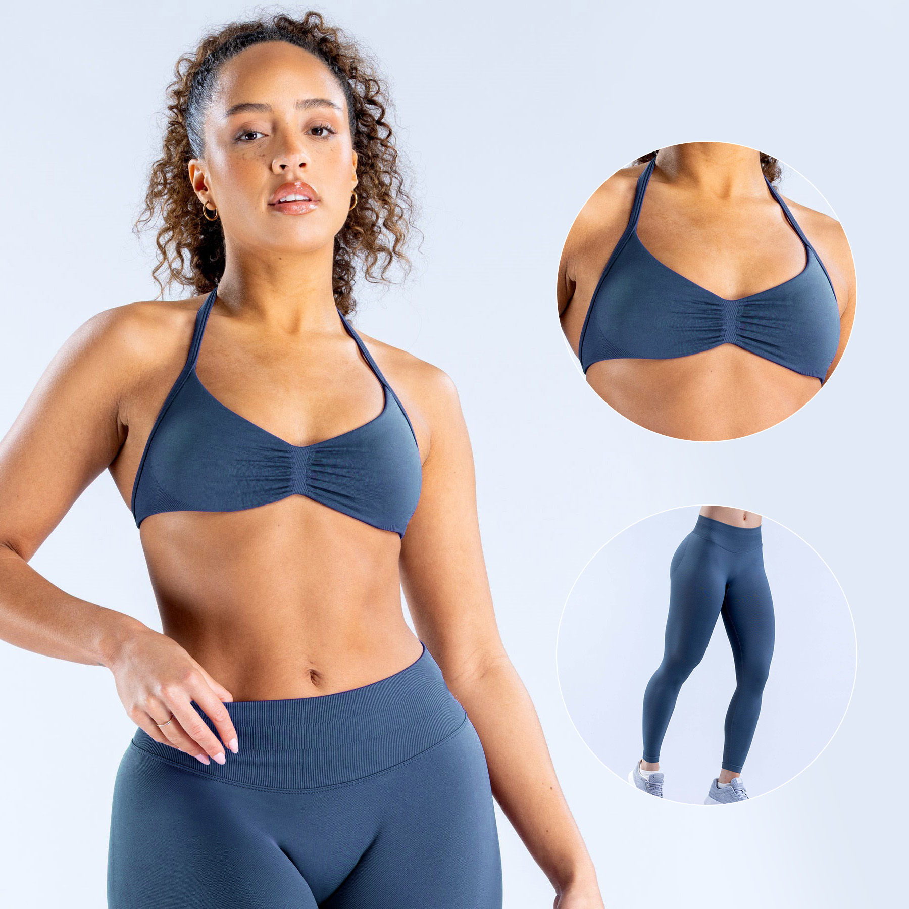 Leggings+Bra - Blue grey
