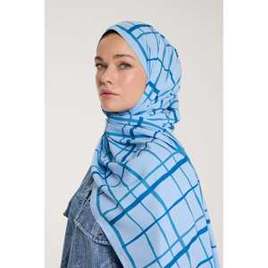 Pañuelo de Mujer de Poliéster Azul Bebé con Patrón Geométrico Cuadrado y Protección Solar Pure Tone - Product Image 4