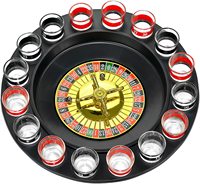 Roulette de service à boire, 16 pièces, Roulette en verre rouge/noir