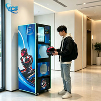 Máquina expendedora automática de limpieza de cascos 2 en 1 de fábrica, con adhesivo personalizado OEM, un año de garantía, multifunción y sanitizante.
