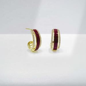 Precio de fábrica, pendientes gruesos de plata de ley 925 con circonita brillante, joyería fina, pendientes de mariposa de esmalte únicos para mujer. - Product Image 5