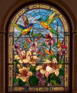 Una finestra di vetro colorato colibrì 30-40 cm incorniciato multicolore pellicola <span class=keywords><strong>per</strong></span> finestra trasparente vetrata in vinile autoadesivo - Product Image 1