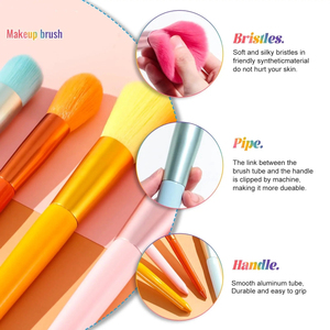 ชุดแปรงแต่งหน้าด้ามไม้ 12 ชิ้น สีสันสดใส ขนแปรงสังเคราะห์ หัวแปรงอะลูมิเนียม สำหรับรองพื้นและโกนหนวด - Product Image 5