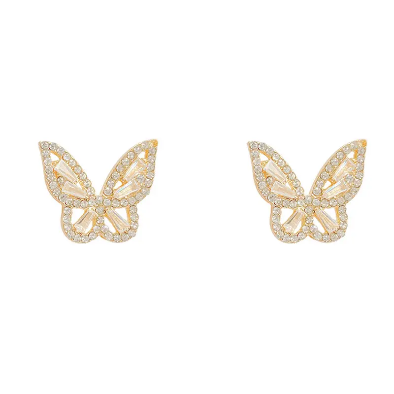 925 Sterling Silver Needle High-end Earrings Super Flash Temperament Butterfly Earrings For Women 2021