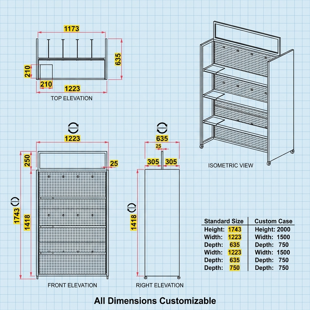 Custom Metal Floor Display Rack with Wheels for Tumblers Bottles Cans and Consumer Goods for Retail Stores & Supermarket — view 2