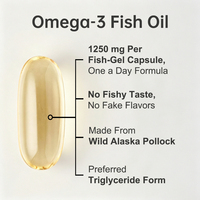 Complément alimentaire naturel ODM OEM, huile de poisson sportif, oméga 3, capsules molles avec 1250 mg de concentré d'huile de poisson sauvage d'Alaska