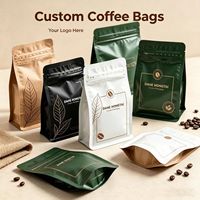 Sacs à café personnalisés avec logo estampé à chaud en or, pochettes à fond plat en aluminium anti-humidité pour les propriétaires de marques de café
