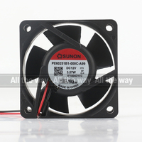 Kipas Pendingin Sunon 5V 24V 48V DC 12V 3.57W AC EC 6025 60X60X25MM 6CM Maglev Switch Silent 2-wire PE602511-000C-A99 Baru Asli