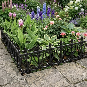 Lot de 4 clôtures de jardin réutilisables en plastique noir de style victorien pour aménagement paysager extérieur - Product Image 2