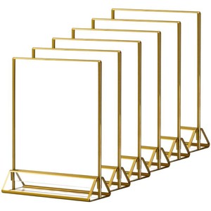 Marco dorado, etiqueta de precio acrílica, soporte <span class=keywords><strong>para</strong></span> señal, restaurante, Bar, menú, tarjeta de receta, soporte de exhibición de fotos <span class=keywords><strong>para</strong></span> decoraciones de boda - Product Image 1