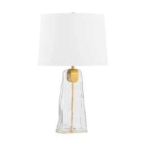 Textured Clear Glass & Gold Modern Luxury Table Lamp | Elegant Statement Lighting for Hotel Guest Room & Living Area - Product Image 1