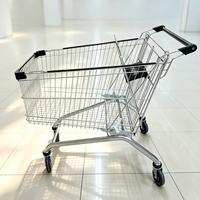 DIKA DK-E-180L Chariot de courses pliable en acier robuste pour supermarché, avec roues élévateur et siège, galvanisé anti-corrosion