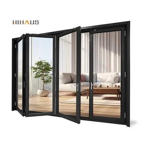 Hihaus Quality Exterior Tempered Glass Bifold Terrace Aluminum Folding Glass Doors