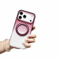 Coque de téléphone dégradée pour 18Pro avec support magnétique, dos en acrylique, cadre en TPU, finition mate givrée, toucher doux, antichoc, OEM ODM, vente en gros