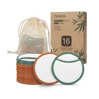 Almohadillas de limpieza para maquillaje, no tóxicas, reutilizables, de algodón y bambú orgánico, lavables, OEM, respetuosas con el medio ambiente