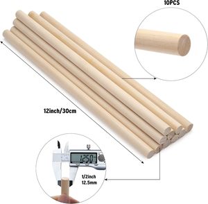 Tiges de chevilles en <span class=keywords><strong>bois</strong></span> non finies pour macramé Bâtons en <span class=keywords><strong>bois</strong></span> ronds pour l'artisanat Support de gâteau à plusieurs niveaux et baguettes de ruban de mariage - Product Image 2