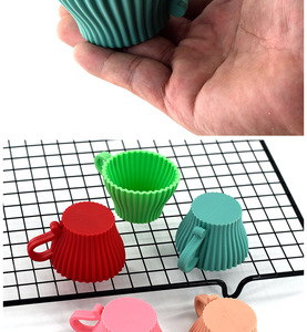 2023 nuova venuta rotonda muffin cup baking stampo per torta in silicone riutilizzabile Teacup fodere per Cupcake in Silicone per il compleanno pomeridiano - Product Image 6